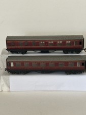 00 Gauge Hornby Dublo LMS Maroon Coaches - Tin Plate - Scrapyard/Static Layouts