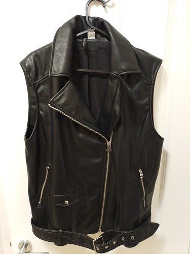 Mens sleeveless black biker - black,
