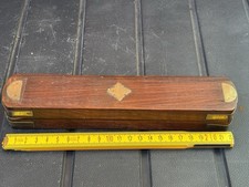 Vintage Inlaid Brass Wooden Pencil Case / Trinket Box Beautiful Writing Item