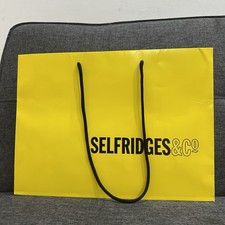 Selfridges Gift Bag Large 42x31x15cm Branded Yellow Paper Tote