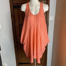 Allsaints Women’s Coral Pink 100% Silk Sleeveless Y2K Parachute Mea Dress UK 14