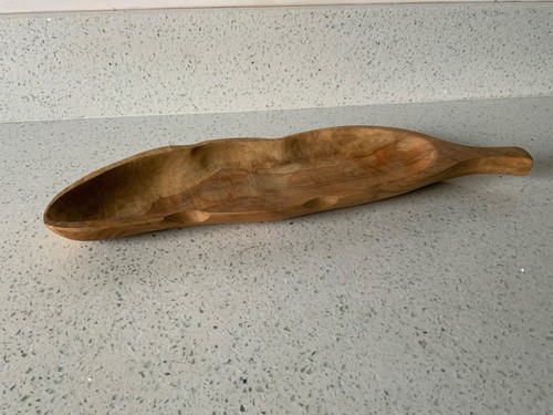 Olive wood leaf - shaped, bowl