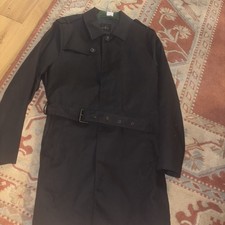 Jeff Banks Black formal Trench Coat  Size L Fitted Tailored Look