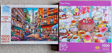 2 x 1000 Piece Jigsaws: WH Smith:Pastries in Paris, The Works:Tea Party-Complete