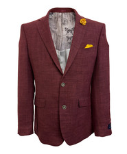 Mens Burgundy Linen Jacket