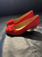 Gabor Classic Heels Red Suede Womens Shoes Floral UK 4 Wide Fit Dress Shoes