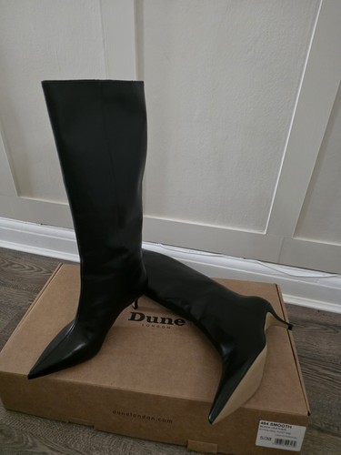 Dune london black leather knee - black,
