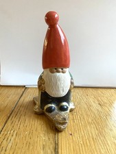 Rare Lisa Larson for Studio Gustavsberg 1995. Santa on skis. Glazed stoneware.