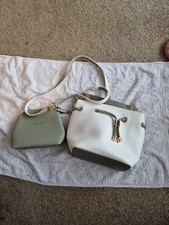 White Faux Leather Snall Bucket Bag