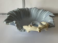  Large Vintage Falcon Ware Leaf Pottery Posy Bowl Retro Baby Blue Art Deco Era