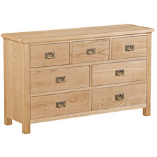 Baysdale Rustic Oak 3 Over 4 Chest – Wide 7 Drawer Solid Wood Storage Unit 130cm
