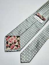 PAUL SMITH     pure silk tie   BLUE & CREAM  geometric   EXCELLENT   free post