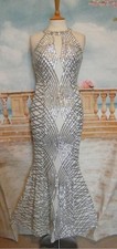 Evening Dress 10 White Silver Sequin Quiz Ballgown Wedding Fishtail Deco Prom