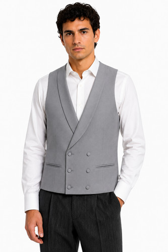 Dove grey wool waistcoat - grey,