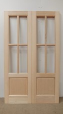 French Door Pair External Timber Wooden Hemlock 2XG 4L 4 Light Rebated Unglazed