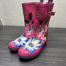 Joules Welly Print Pink Water