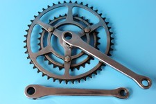 1960 Williams 180mm (7 inch) double steel chainset, 32/46T rings. Rare. RH