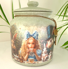 Alice In Wonderland White Rabbit cookie Jar Biscuit Barrel