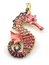 KIRKS FOLLY Sabrina Seahorse Enamel Fold Over Pendant   goldtone