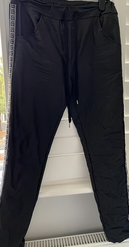 Black faux leather trousers - black,