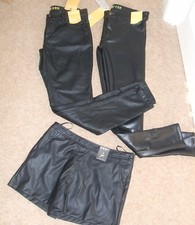 PRIMARK BLACK FAUX LEATHER LOOK PVC TROUSERS SHORTS SIZE 4 6 8 10 12 14 16 18 20
