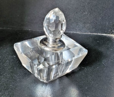 Crystal Cut Glass Refillable Perfume Bottle Stunning Art Deco Perfect 6cm Tall