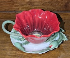 "Franz" Porcelain Poppy Teacup And Saucer - Great Condition 