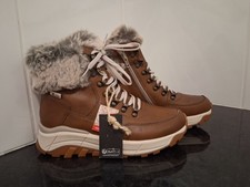 Rieker Womens Boots Brown Leather Water Resistant Side Zip Ladies Shoes - W0063