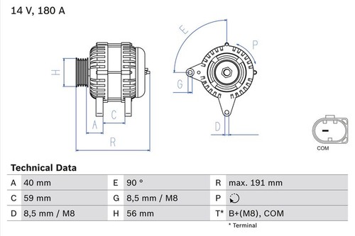Bosch car alternator 12v fits - car,