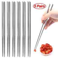 5 Pairs Chinese Chopsticks Stainless Steel Non-slip Sushi Chopsticks