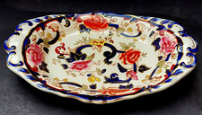 VINTAGE MASONS BLUE MANDALAY LARGE OVAL SERVING DISH