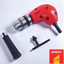 Right Angle Drill Attachment Accessory 3/8" Chuck Key Handle 90° Corner Adapter
