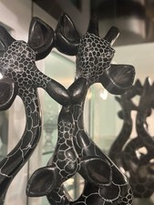 African Hand-Carved Wooden Unity Sculpture Of Three Intertwined Figures