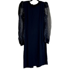 Michael Marcella Shift Dress Women 14 VTG Black Party Event LBD Made in USA