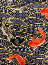 Fish fabric, oriental koi