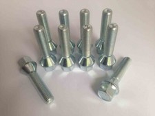 M12 x 1.5, 50mm extended thread, tapered seat alloy wheel bolts. Set of 10