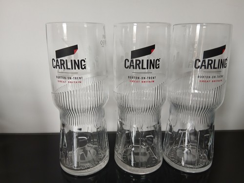 Carling etched beer glasses - carling,