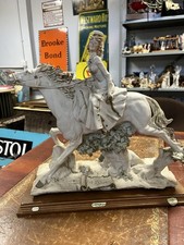 Rare & Stunning A .Belcari Italian Pottery Elegant Lady On Horse Figurine XL VGC