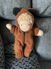 Bamboletta Boucle Haired Piccolina Doll In Bear Outfit  Waldorf Doll