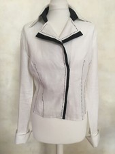White linen blouse with black