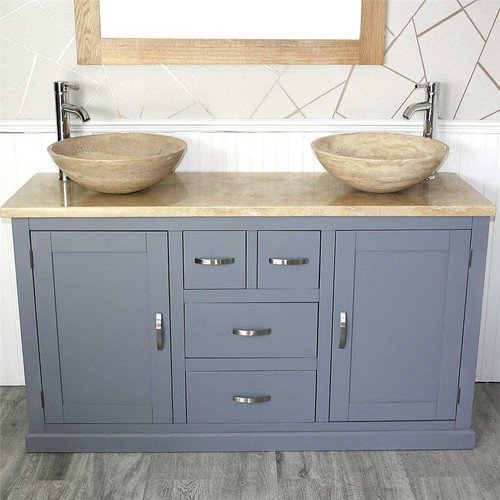 Grey painted bathroom vanity - grey,