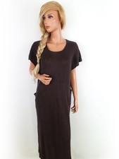 ZUZA BART Womens Sukienka Sweterkowa Brązowy Krótki rękaw L Okrągły dekolt