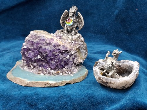 Vintage pewter dragon - dragon, on
