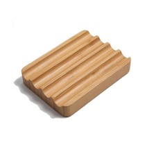 Natural Wooden Organic Bamboo Soap Dish Tray Holder - Shower, Bathroom, Kitchen