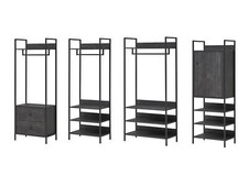 Modern Bedroom Freestanding Wardrobe Cabinet Storage Black Oak Dark Metal Y1 