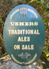 Vintage Good Rare Retired Old Metal Ushers Traditional Ales Pub Advertising Sign