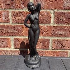 Vintage Cast Iron Art Deco Nouveau Lady Statue Woman Art