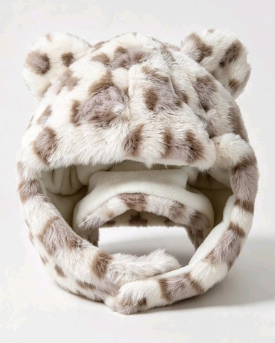 Faux fur snow leopard hat - leopard,