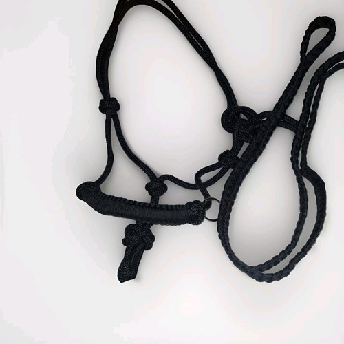 Handwoven black rope bitless - ,