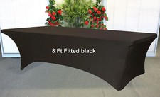 Trestle Table cover folding Tablecloth spandex elastic Fitted Black 8ft foot ...